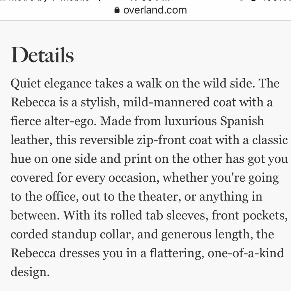 Overland Rebecca Lambskin Leather Jacket -XS/S - Picture 14 of 17